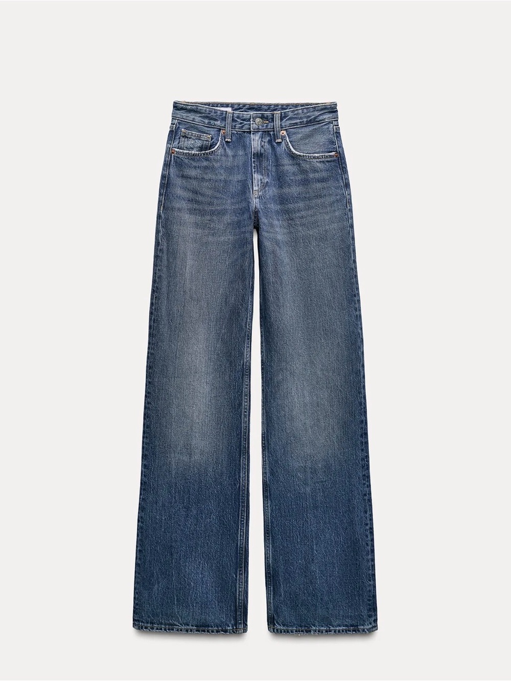 Zara TRF mid Rise Wide Leg Women's Jeans in Vintage Blue